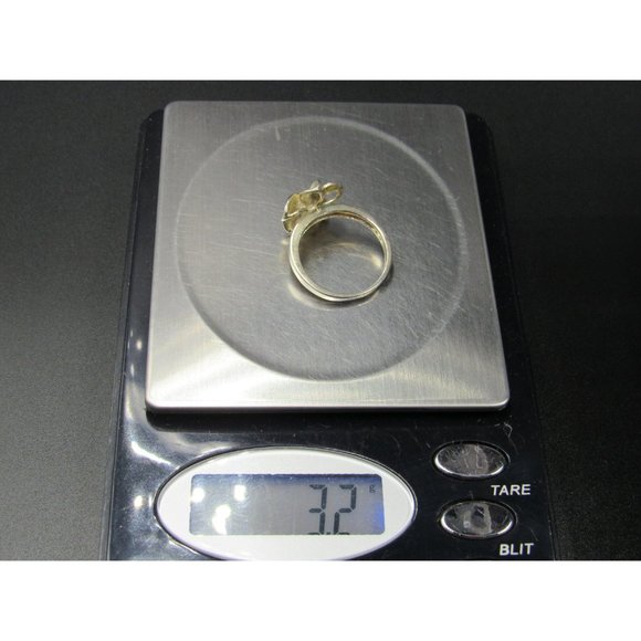 Size 6.75 Sterling Silver Single Cubic Zirconia Flower Band Ring - Picture 6 of 6